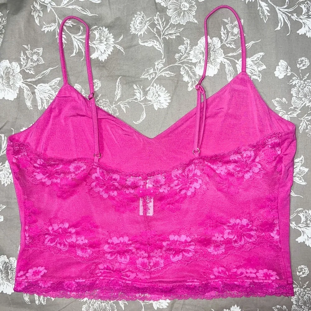 Victoria's Secret Fuchsia Modal Lace Back Cropped Cami Top, Size L